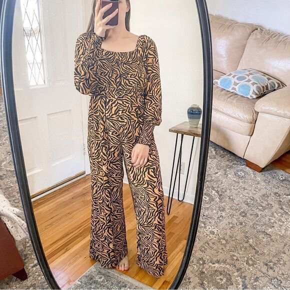 Anthropologie X Kachel Tiger Striped Wide Leg Jumpsuit 12
